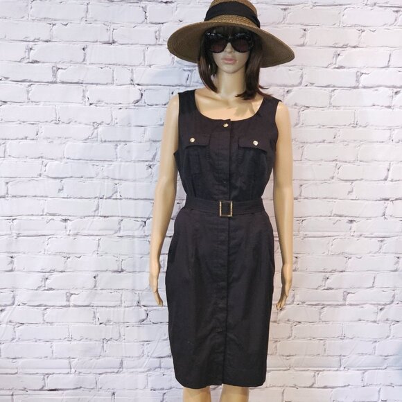 LAUREN RALPH LAUREN, Black sleeveless shirt dress with belt - Picture 11 of 12
